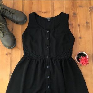 Forever 21 Hi-Lo Little Black Button-up Lace Dress